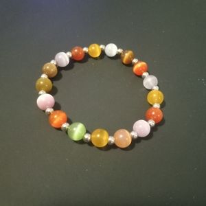 Multicolored Cat's Eye Beaded Bracelet